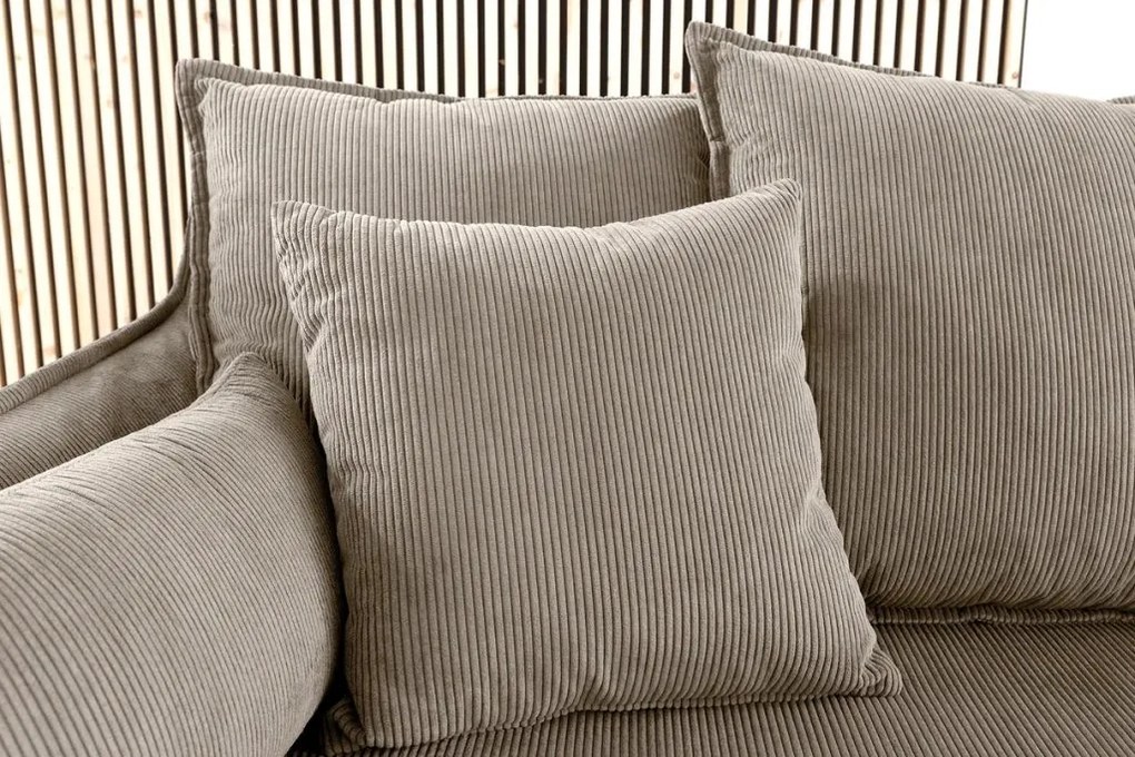 Canapea confortabila Heaven 200cm, catifea raiata greige