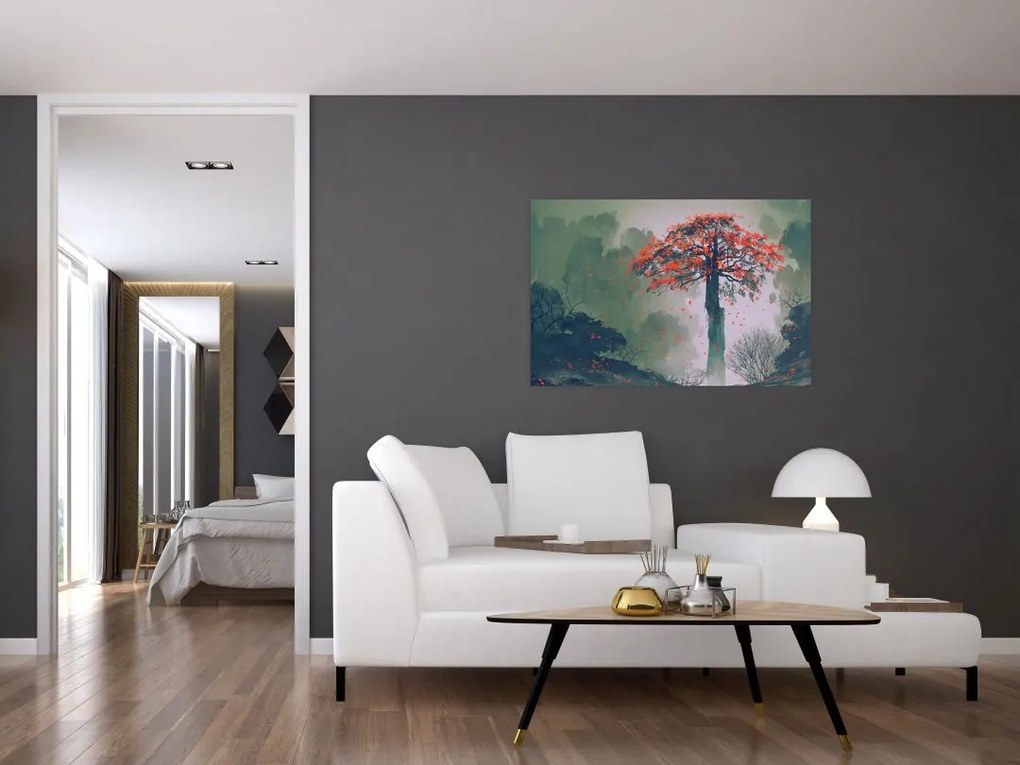 Tablou - Copacul roșu singuratic (90x60 cm)