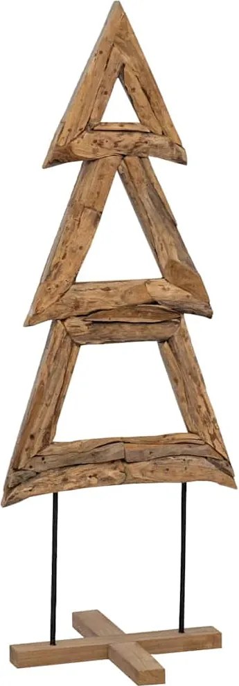 vidaXL Brad de Crăciun cu suport Maro 90 cm Lemn masiv de tec