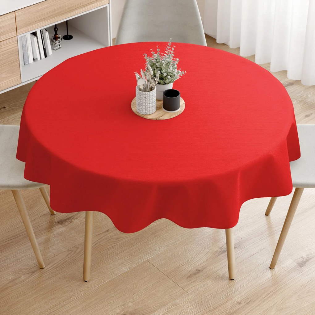 Goldea față de masă decorativă loneta - roșu - rotundă Ø 60 cm