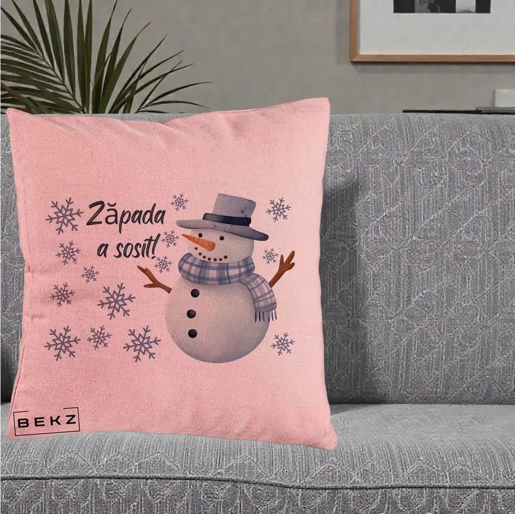 Perna Decorativa Zapada a Sosit Om de Zapada, 40x40 cm, Roz, Husa Detasabila, Perna Inclusa, BEKZ®