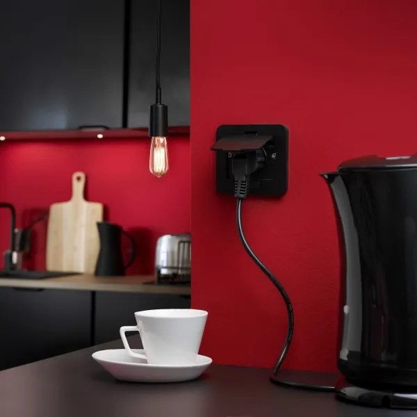 Priză încastrabilă de podea de exterior Solight 5B322B IP55 negru dreptunghiular