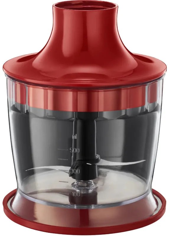 Blender, tocator si mixer 3in1 Russell Hobbs Desire 24700-56, 500W, 2 viteze + Puls, Tel, Tocator, Pahar Gradat, Functie pulse, Rosu
