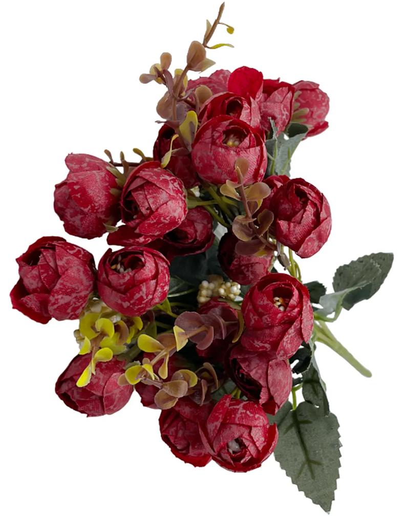 Bujori artificiali Marie, Rosu sangria, 30cm