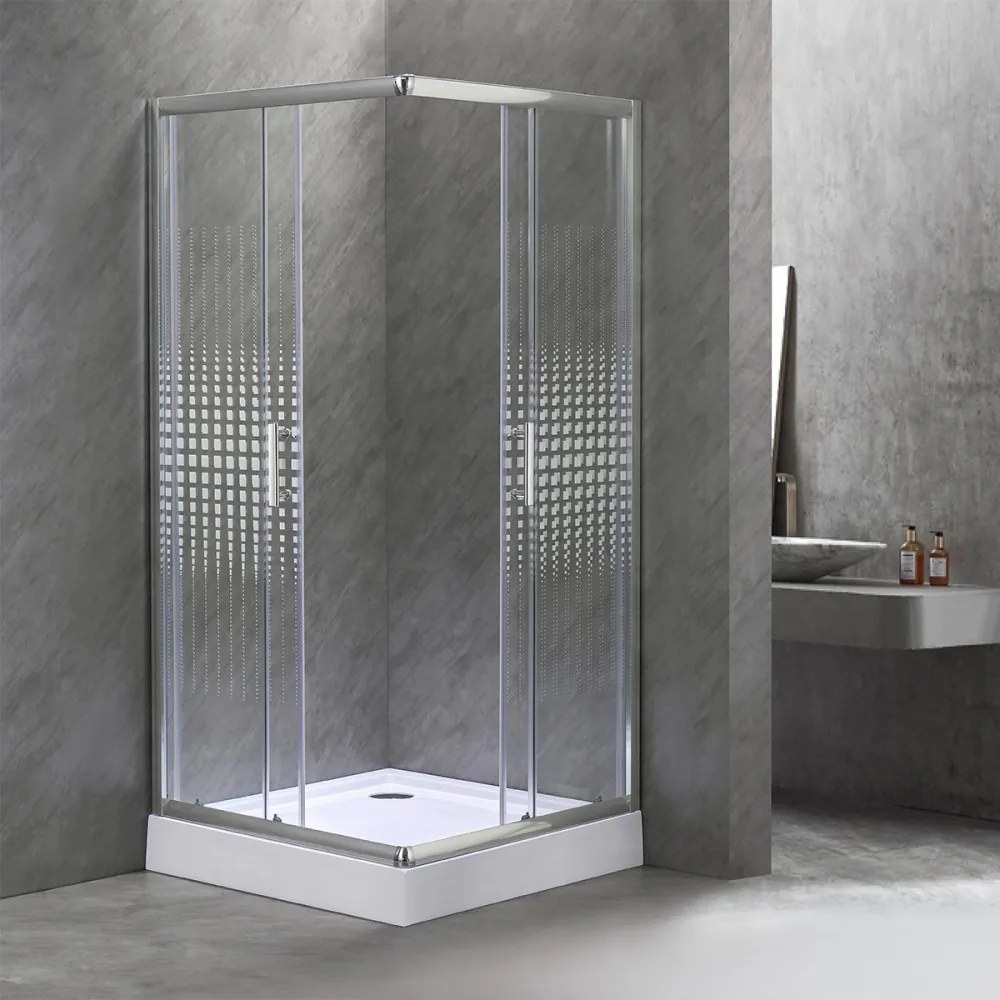 Cabină de duș pătrată Spirit Matrix 90x90 cm cu cădiță de duș acrilică armată