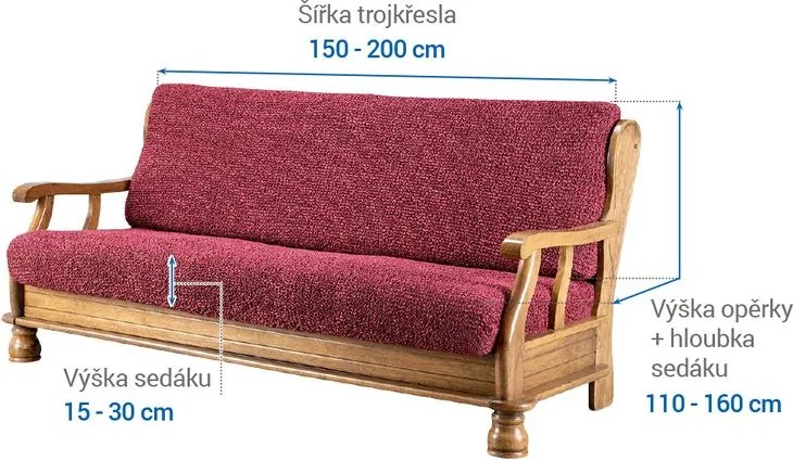 Gaico Huse bielastice VITTORIA bordo 3fotoliu cu manere de lemn (l. 150 - 200 cm)