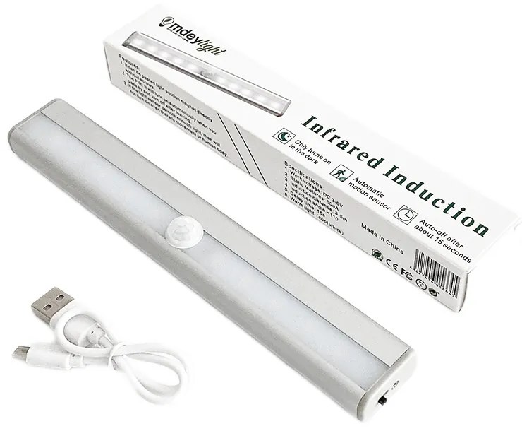 Corp de iluminat LED cu senzor de miscare, reincarcabil, lumina rece