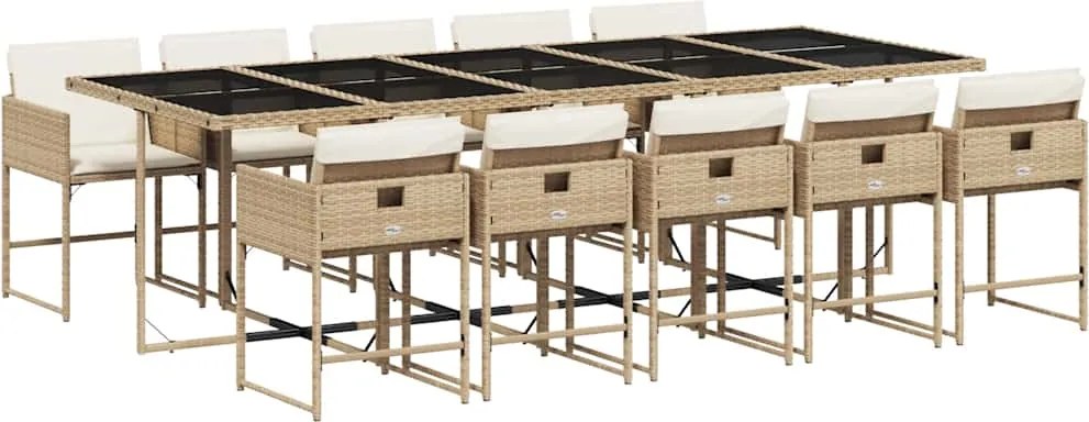 vidaXL Set mobilier de grădină cu perne, 11 piese, bej, poliratan