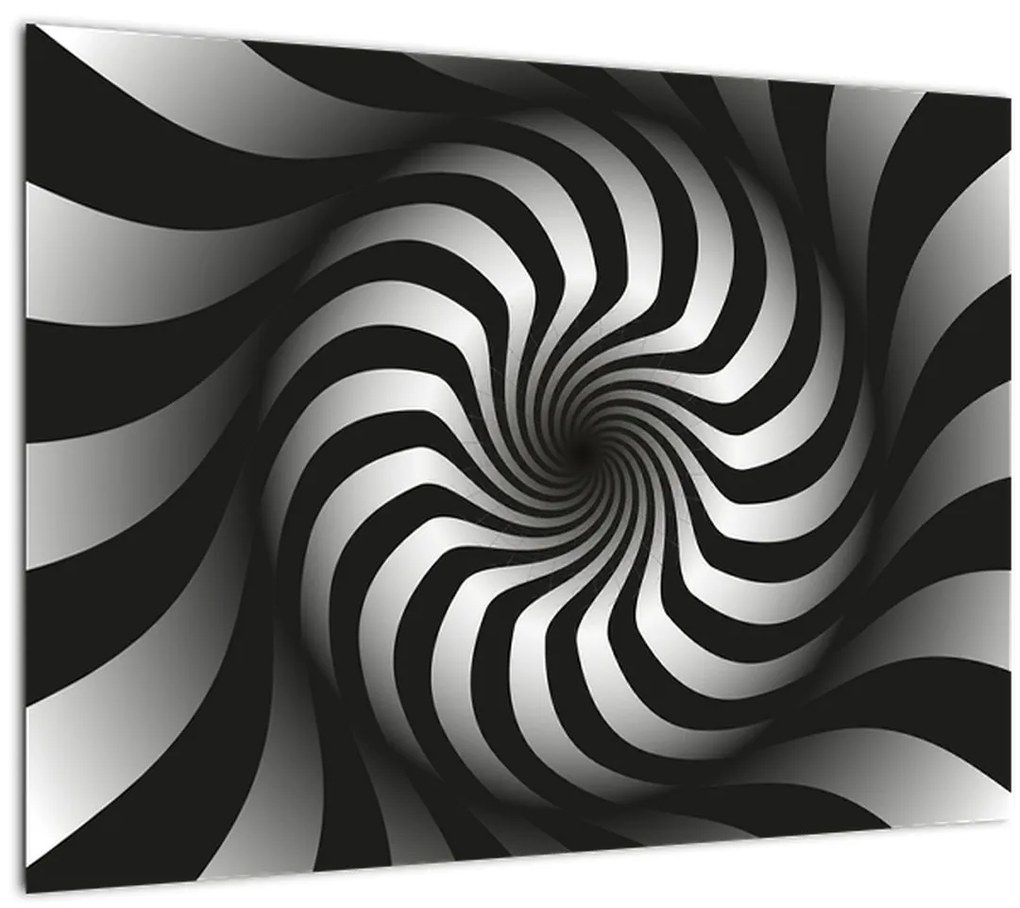 Tablou abstract cu spirala alb neagră (70x50 cm)