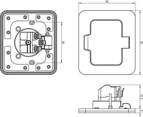 Priză încastrabilă de podea de exterior Solight 5B322B IP55 negru dreptunghiular