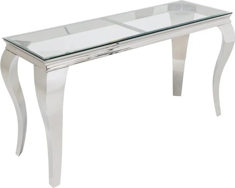 Consola, Lemn de Tec, Sticla, Otel Crom, MODERN BAROCK BARRACUDA 140cm