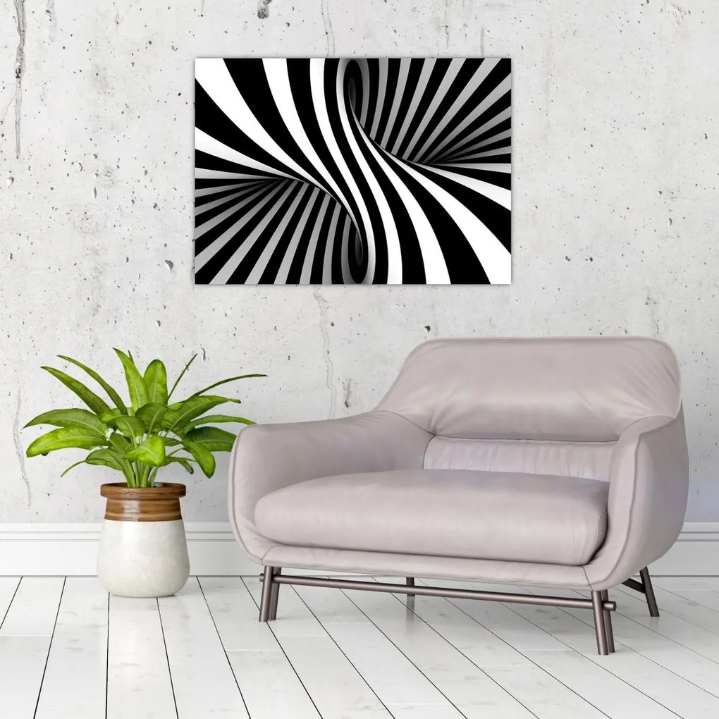 Tablou pe sticlă abstract cu dungi de zebră (70x50 cm)