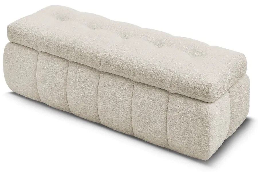 Bancă bej cu tapițerie din țesătură bouclé Mont Blanc – Bobochic Paris