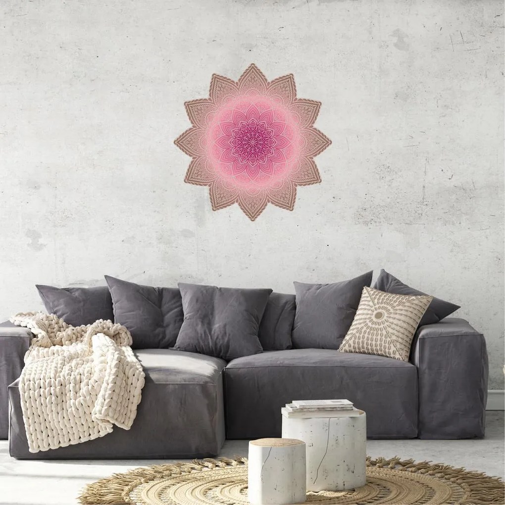 Autocolante de perete -Mandala maro - roz