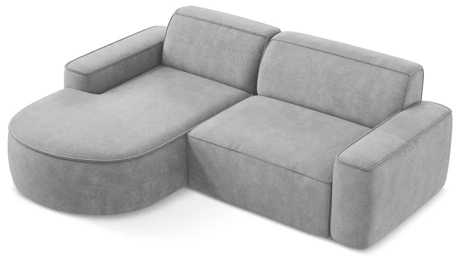 Colțar gri deschis cu tapițerie din chenille (cu colț pe partea stângă/cu șezlong) Omao – Makamii