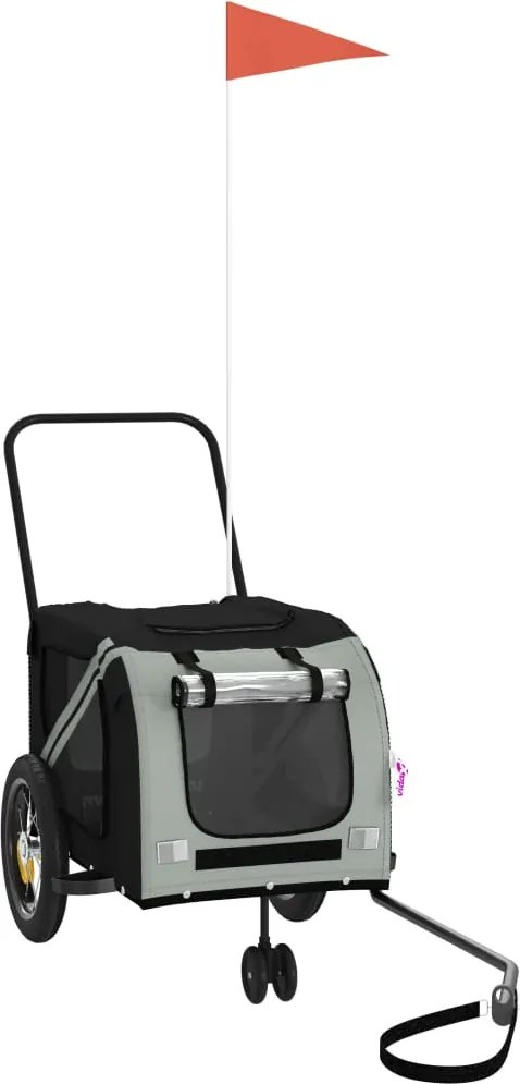 vidaXL Remorcă bicicletă animale companie, gri/negru, oxford/fier