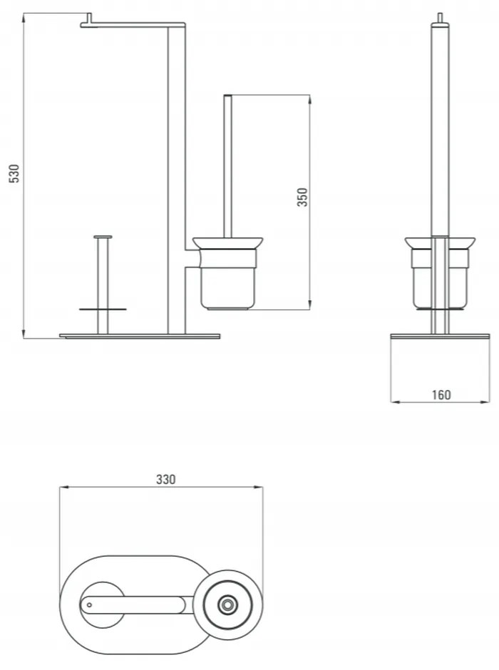 Suport perie wc multifunctional crom lucios, Deante Round Crom lucios