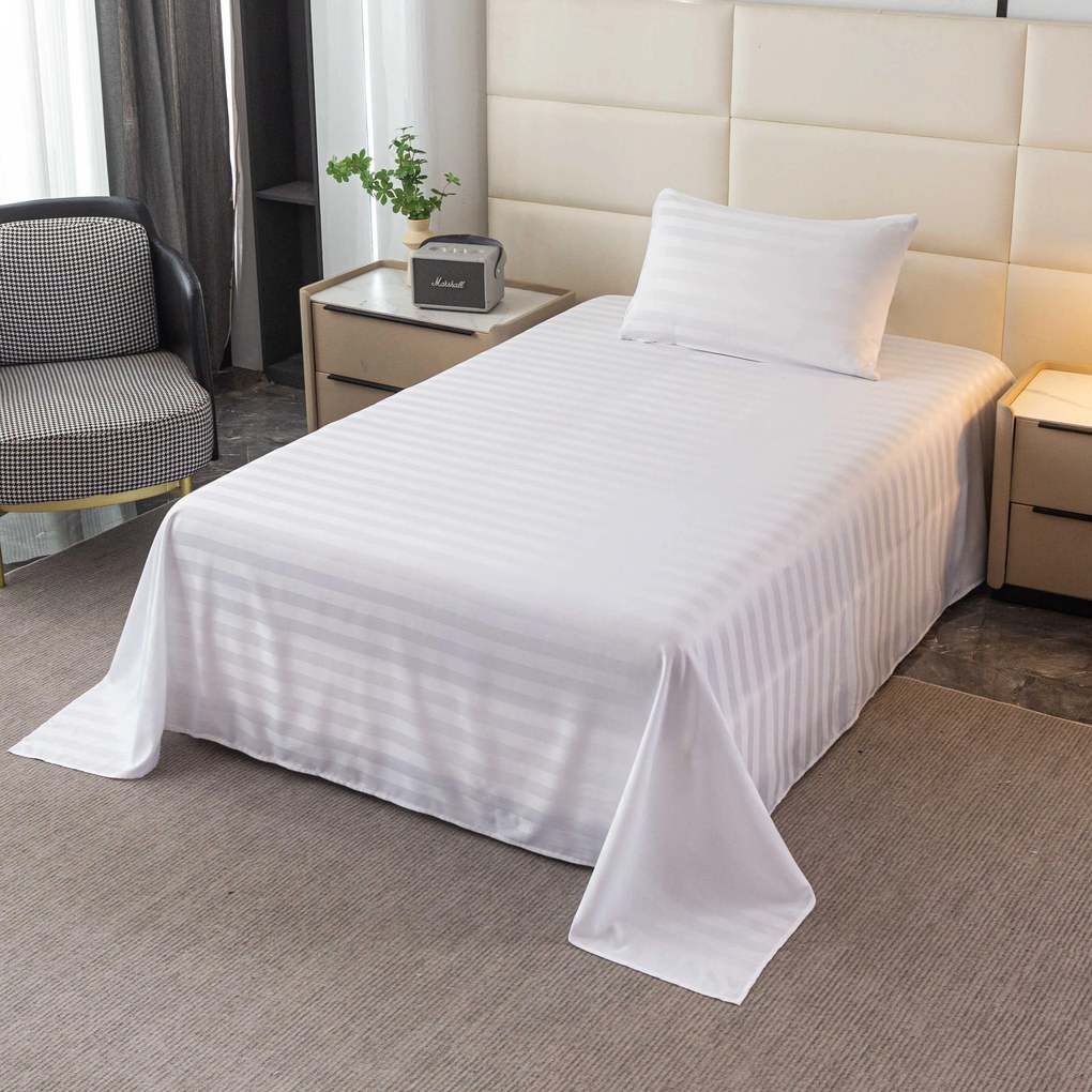 Cearsaf de hotel din microfibra 140x240 cm si husa pentru perna 50x70 cm JASMINE, alb Inchidere: Tip hotel