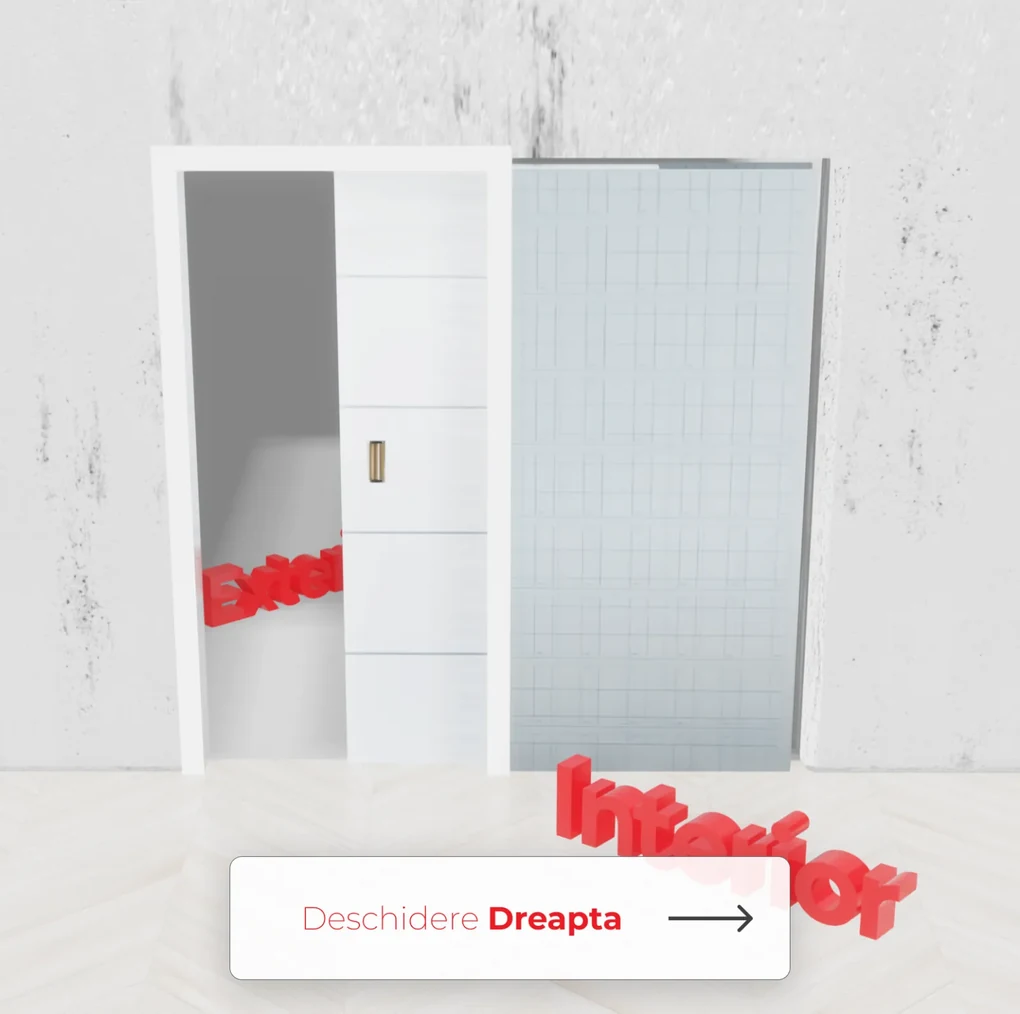 Usa glisanta HDF incastrata in perete - Colectia Basic 900x2000, 915 x 2020, Folie Decor, 2000 x 2100, Set maner + broasca cu cioc, Nuc