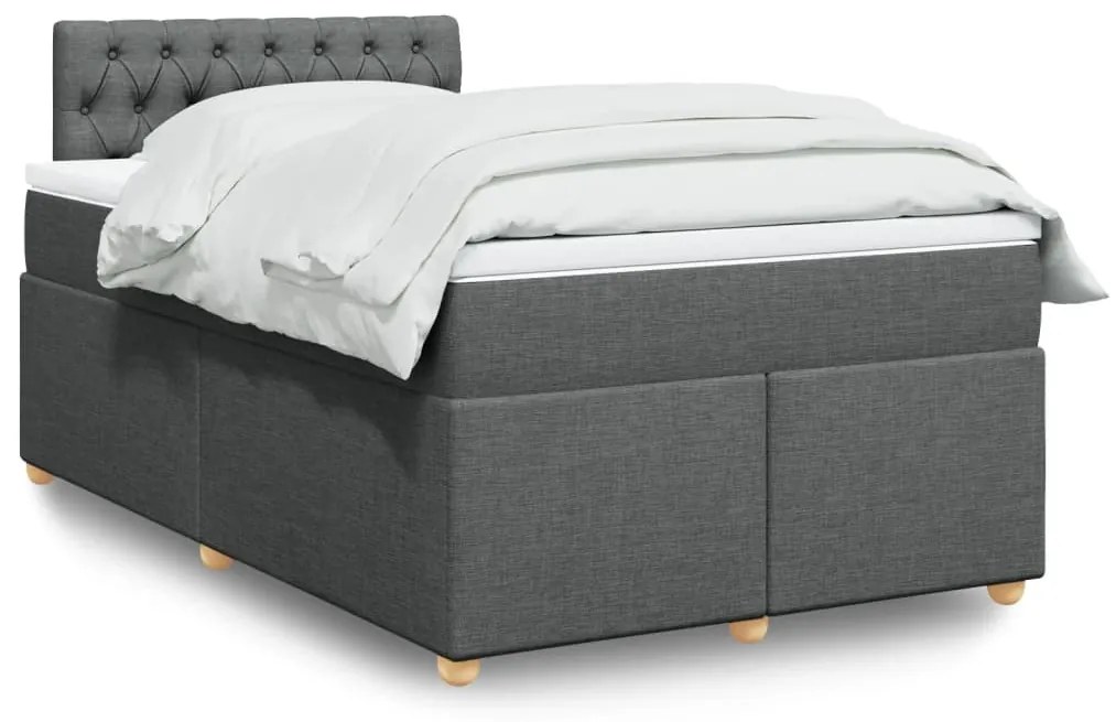 vidaXL Pat box spring cu saltea, gri închis, 120x200 cm, textil
