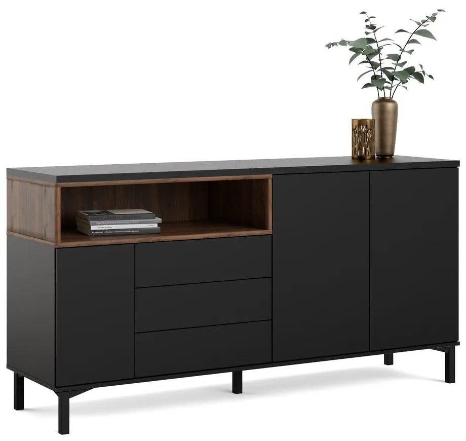 Comodă neagră 176x90x49 cm Roomers – Tvilum