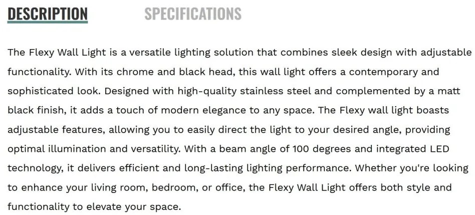 Aplica LED flexibila stil minimalist Flexy negru/crom