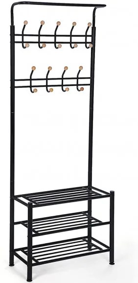 Cuier Iron 1, Negru, 68.8 x 35.2 x 187 cm