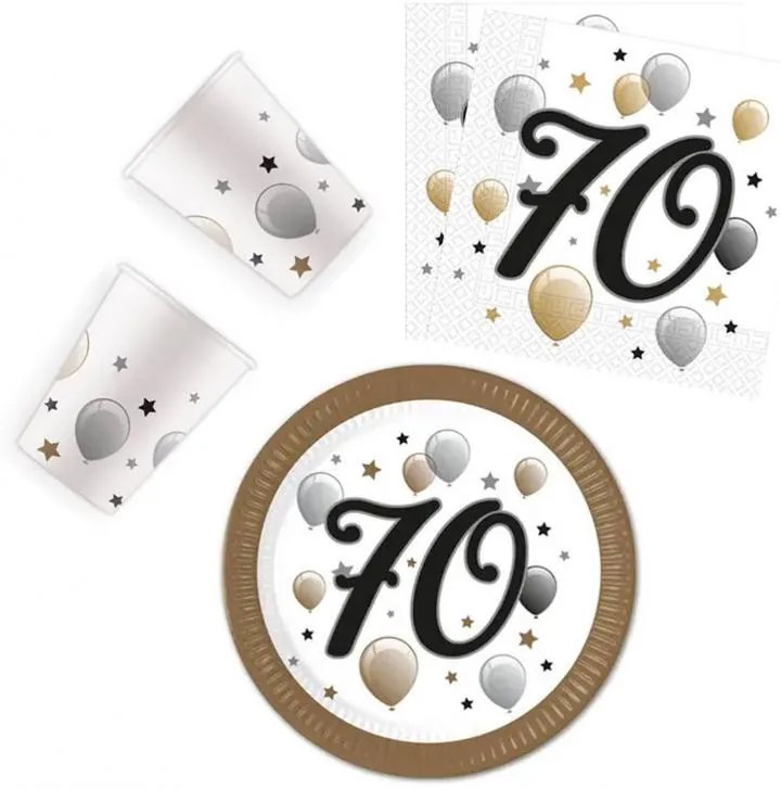 La mulți ani Milestone Set de petrecere Happy Birthday 70 cu 36 piese și farfurie de 23 cm