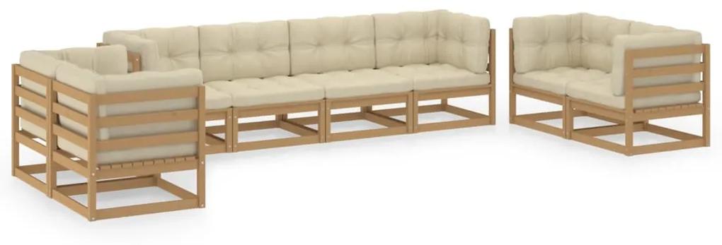 3076512 vidaXL Set mobilier de grădină cu perne, 8 piese, lemn masiv pin