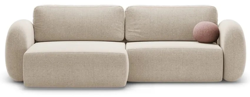 Colțar bej extensibil/cu spațiu de depozitare cu tapițerie din chenille Tonale – Cosmopolitan Design