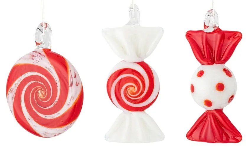 Ornamente de Crăciun lucrate manual 3 buc. din sticlă 6 cm Festive – Bloomingville