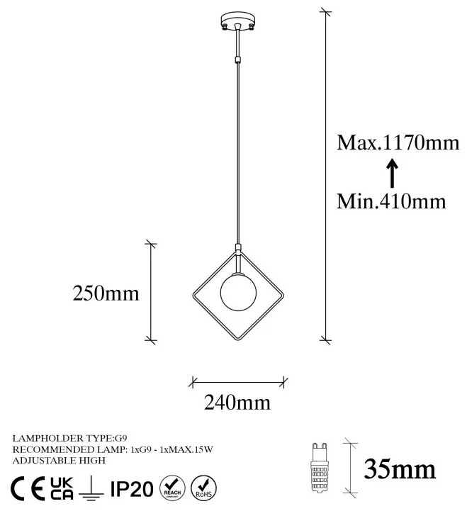 Lustra Geometri - 11095 Negru/Alb