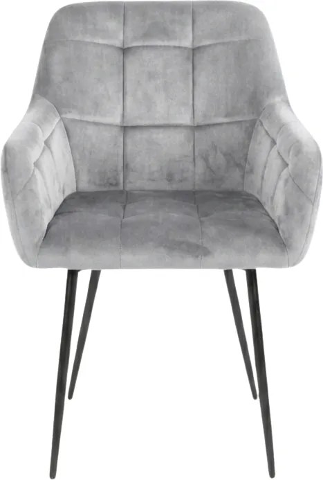 Fotoliu de sufragerie LOREN VELVET gri cu picioare negre