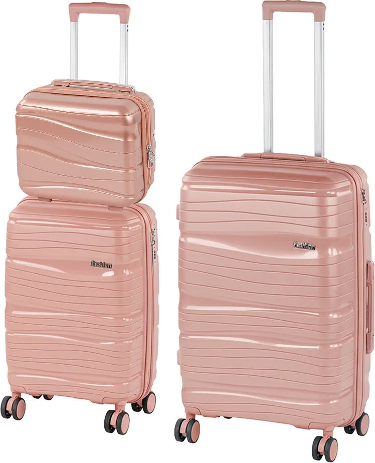 TraveLux Voyager VIII set valiză rulantă aur roz