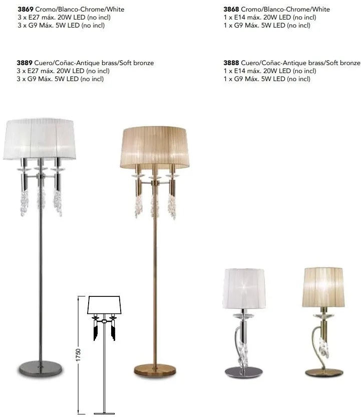 Lampadar elegant Tiffany crom/ abajur alb