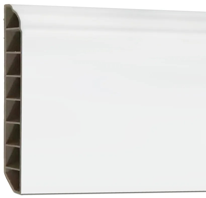 Bordură de podea din vinil SPC Alb-zăpadă 2400x100x12 mm