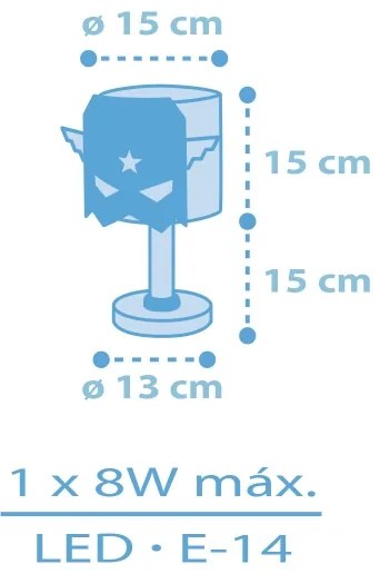 Veioză pentru copii Dalber 61811 BLUE HERO 1xE14/8W/230V