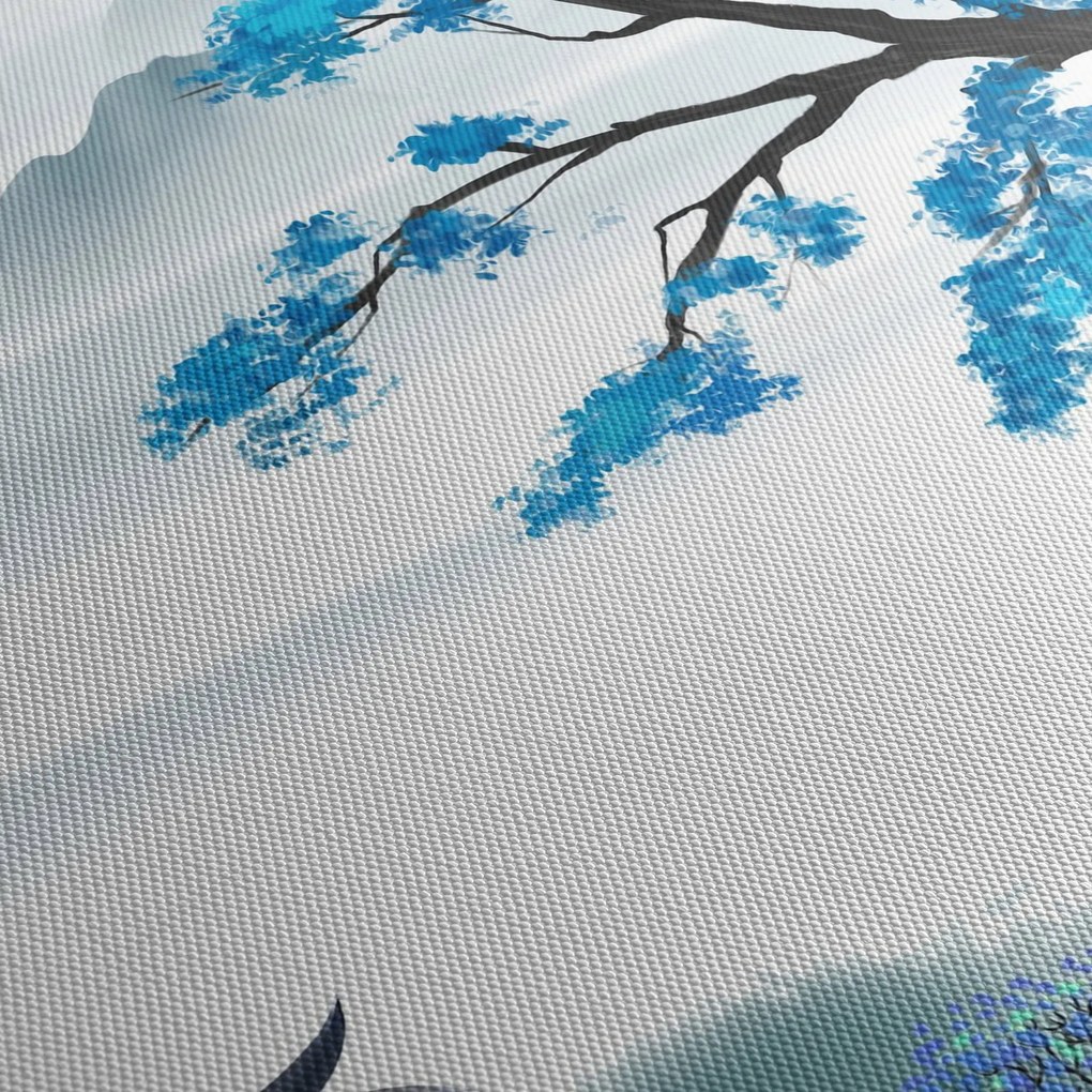 Tablou - Pictură, lac cu barcă (120x50 cm)