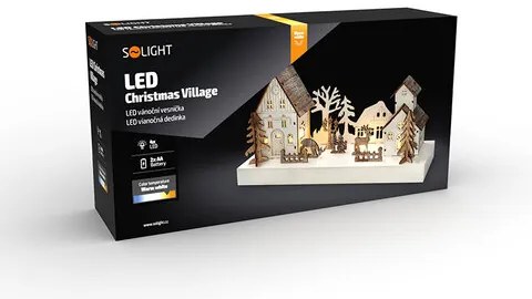 Sat de Crăciun Solight LED, 34 x 17 cm, lemn, 4LED-uri, 2x AA