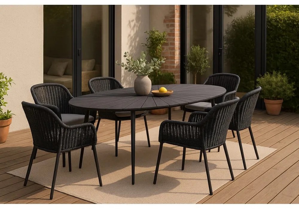 Masă de grădină cu blat artwood Bonami Selection Marienlist, 190 x 115 cm, negru