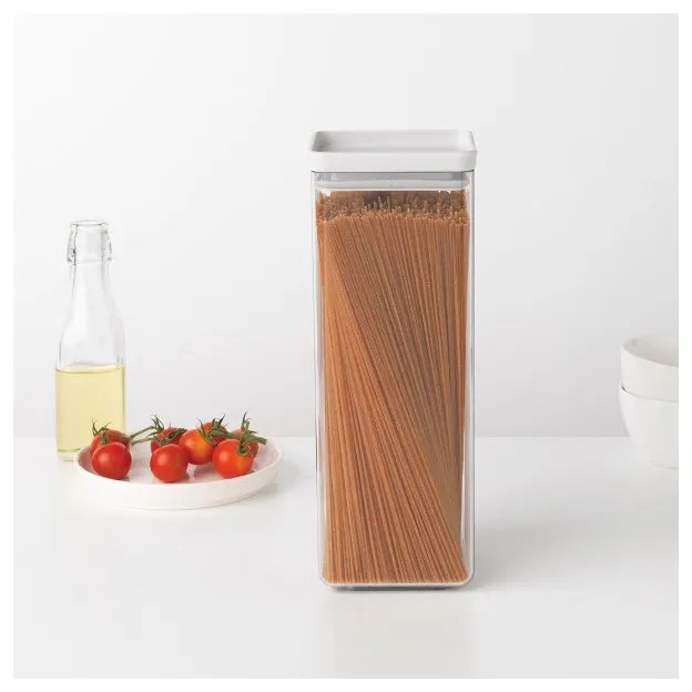 Recipient depozitare Brabantia Tasty+ 1001158, 2,5 L, 29,5 x 11 x 11 cm, Transparent/Gri deschis