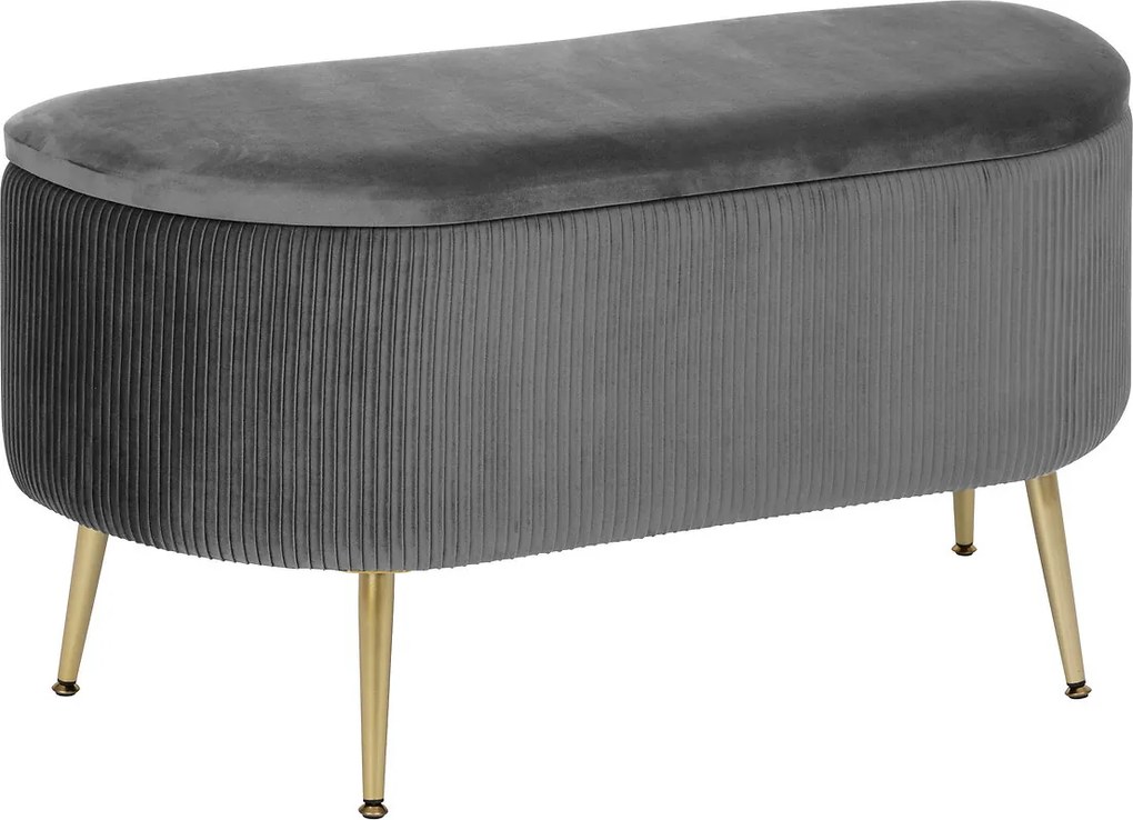 Bancă cu spațiu de depozitare Solaro catifea gri