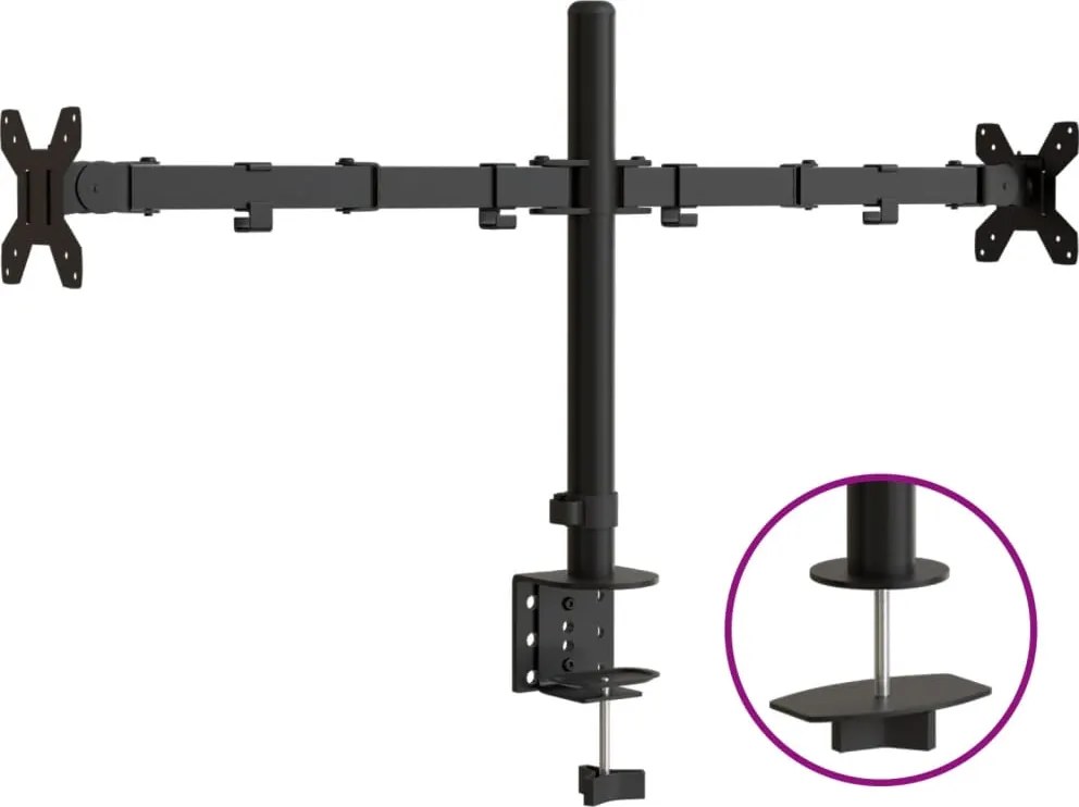 vidaXL Suport de perete pentru monitor dublu VESA 75/100 mm negru oțel