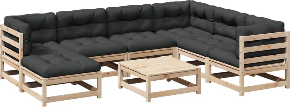 vidaXL Set canapea de grădină cu perne, 8 piese, lemn masiv de pin