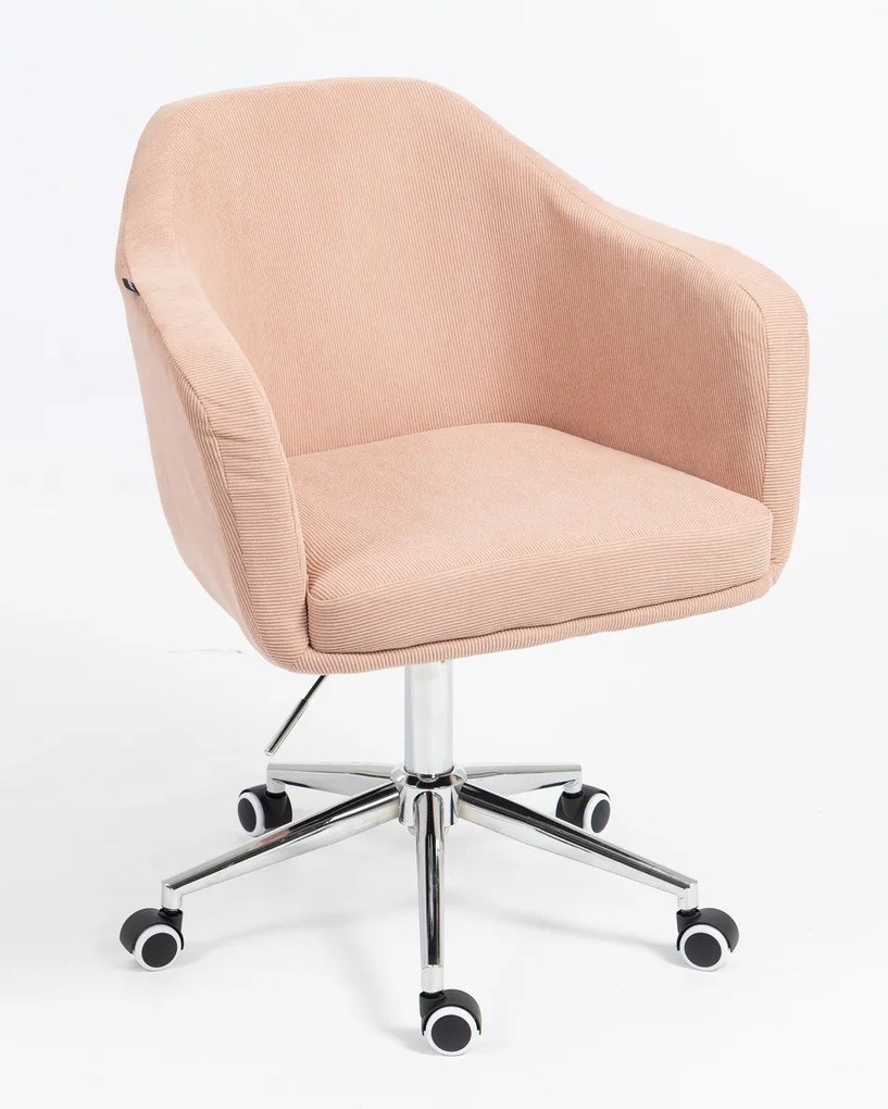 HR832K Scaun Catifea Reiată Premium culoare Roz prăfuit Litchi cu Bază Cromata