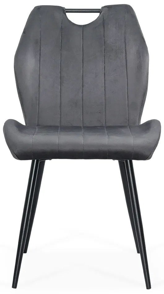Scaun living gri din catifea cu cadru metalic si spatar ergonomic BUC 204