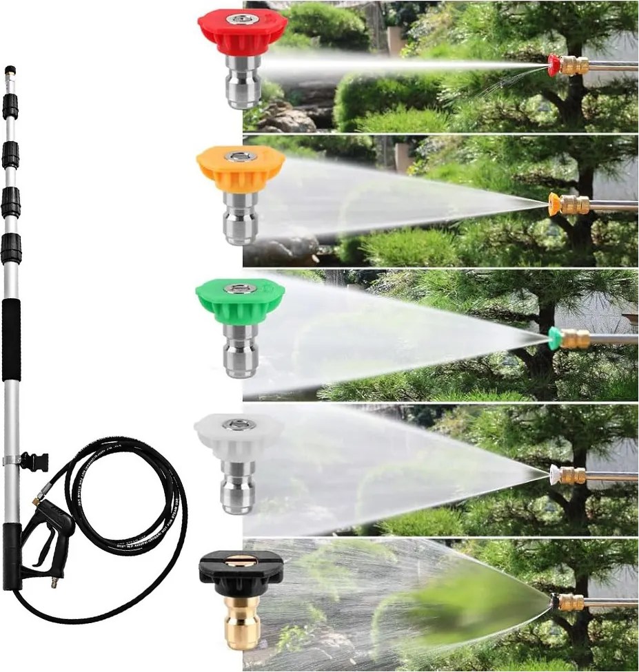 Lance telescopică pentru spălare cu presiune, cu accesorii