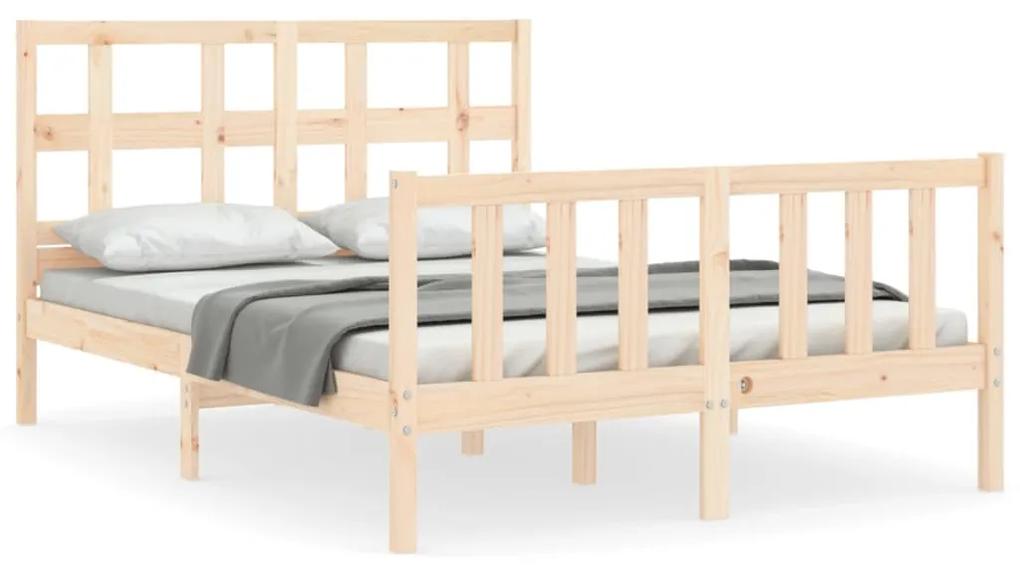 3192986 vidaXL Cadru de pat cu tăblie, dublu, lemn masiv