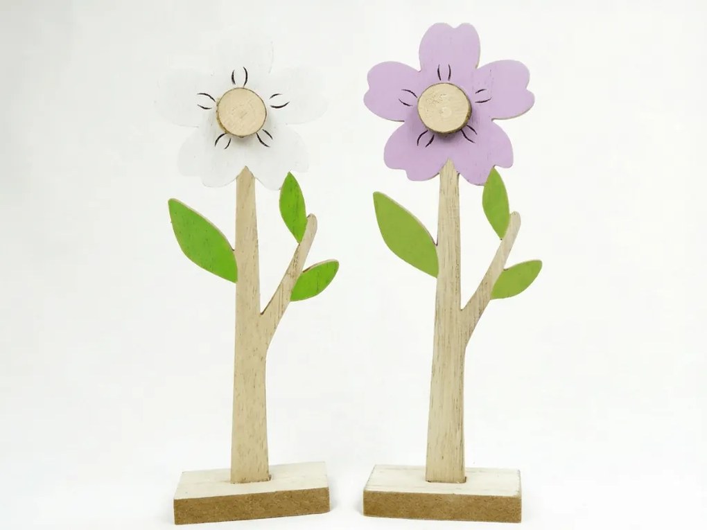 Floare de lemn FLORIA pe suport, 18 cm - mai multe culori Culoare: Violet