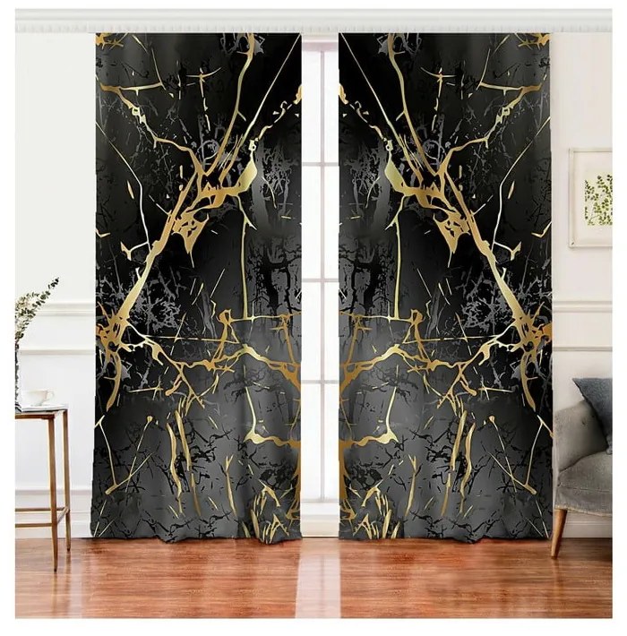 Draperii negre-aurii 2 buc. 140x260 cm – Mila Home